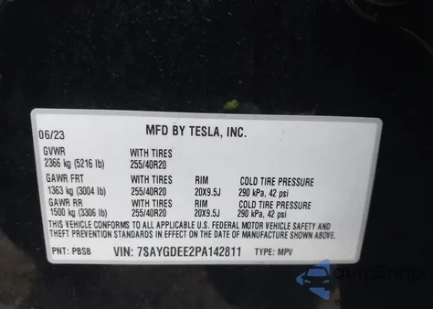 2023 Tesla Model Y Awd/Long Range Dual Motor All-Wheel Drive from USA, damaged, VIN 7SAYGDEE2PA142811